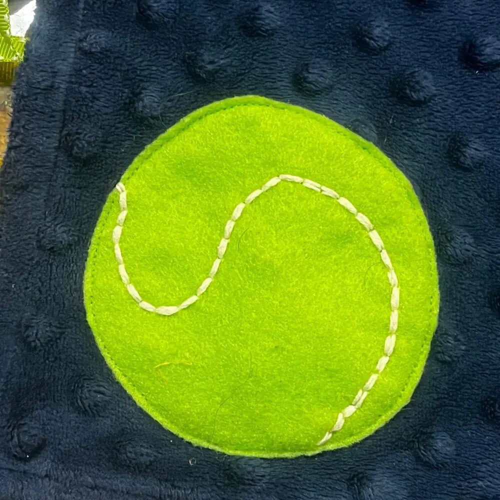 Blue Tennis Sensory Security Blanket Lovey‎ Navy Minky Ribbon Tabs Baby